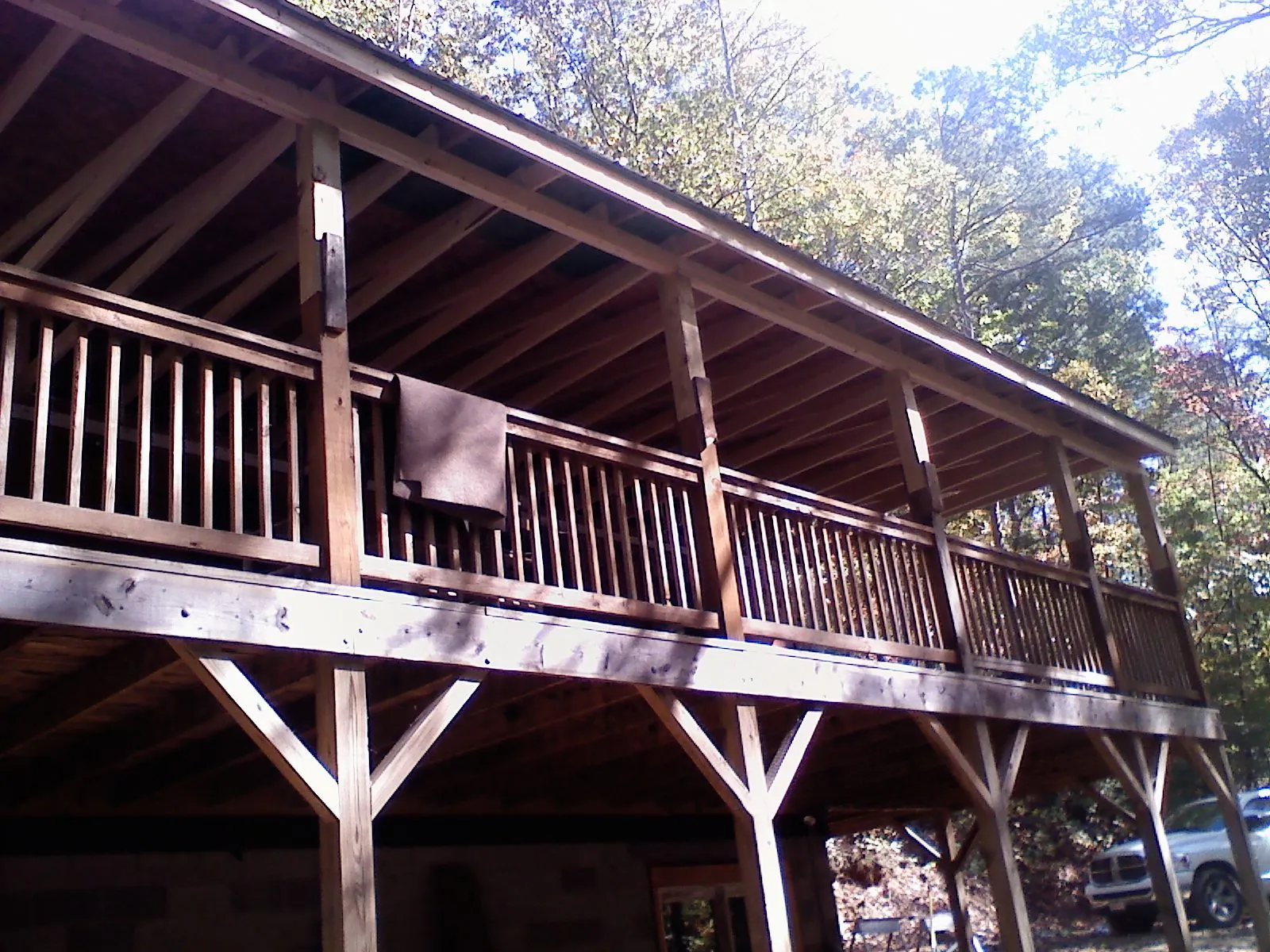 Timber framing under a new elevated porch and deck — Roof Leak Repair in Huntingdon Valley by Roofing Brothers